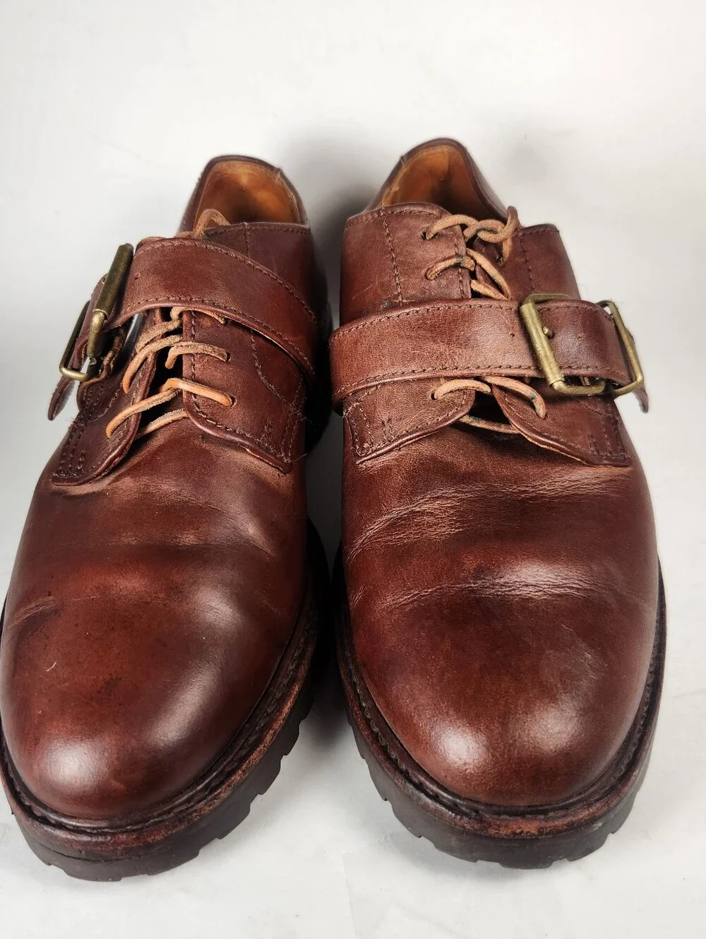 RALPH LAUREN Country Men's Shoe Size 7 D Monk Strap Lace Up Leather Vintage